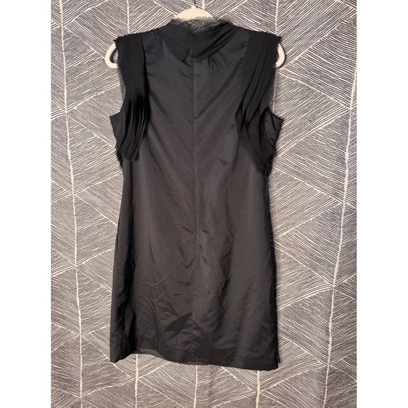 Badgley Mischka Black Sleeveless Pleated Neck Sheath Dress Size L - Picture 9 of 9